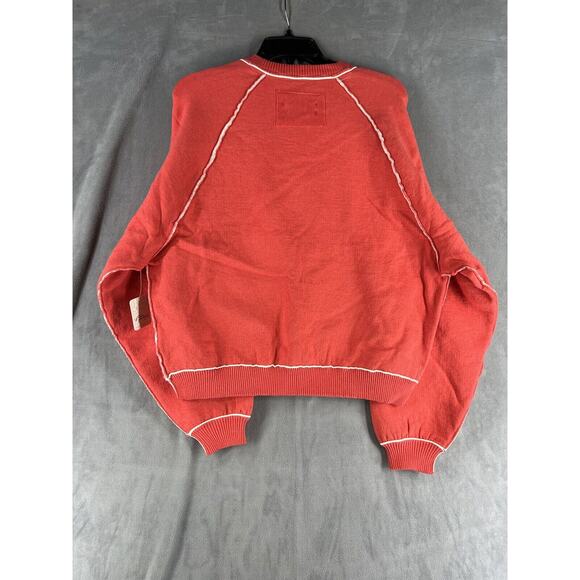 Free People Midnight Cardi Cardigan Sweater Size Small Red V-Neck - Picture 3 of 9